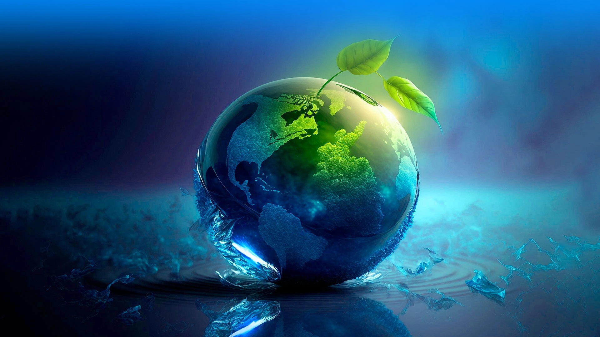 Image abstraite de la terre avec une plante sur le dessus et des cristaux en dessous